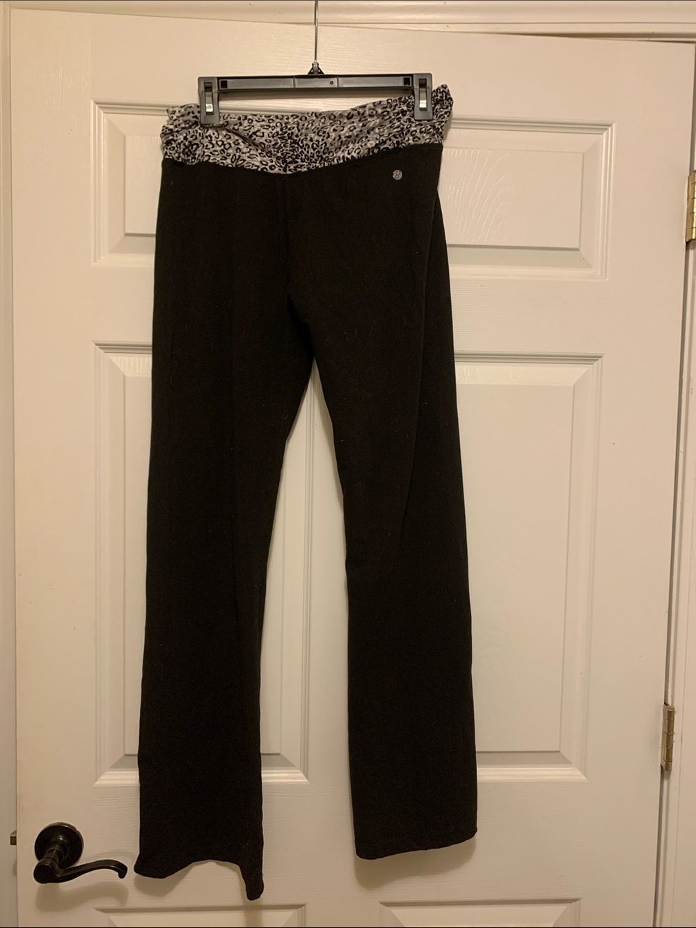 Bally Black Boot Cut Pants with Gray Leopard Waistband
